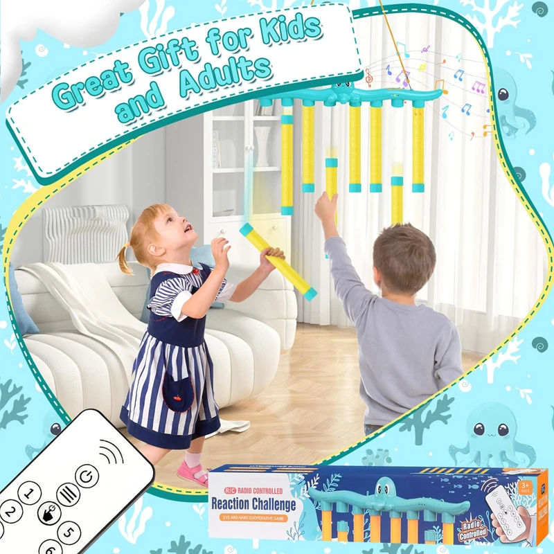 Catching Sticks Game - 3-Speed Adjustable Reaction and Hand-Eye Coordination Challenge, Remote Control Version